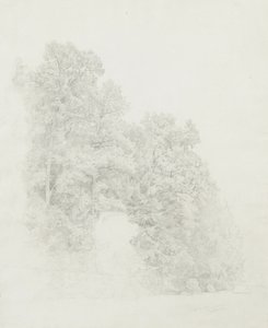 Wissahickon银行，1869年（石膏在奶油编织纸上） 作者 威廉·特罗斯特·理查兹